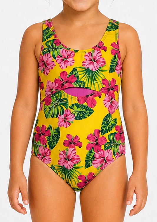 Branded Girls Butterfly Print One-Shoulder One-Piece Swimsuit GSS-05