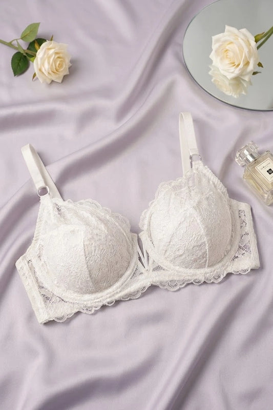 Branded Elegant White Floral Lace Underwire Bra WBS-12
