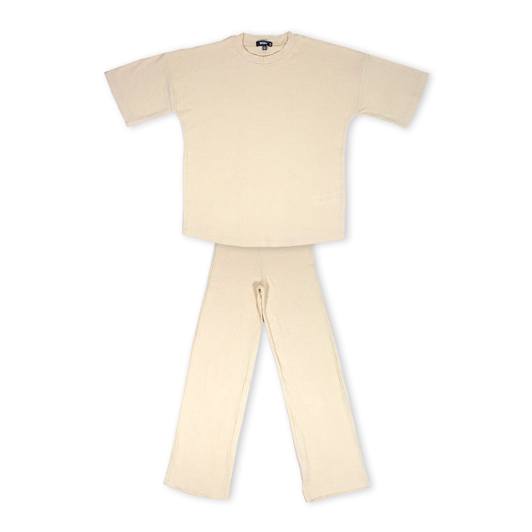 MSSD Women's T-shirt & Trouser Suit Cream Color MNWS-01