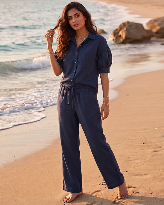 Zelig Branded Navy Blue Color Co-Ord Set WCS-06