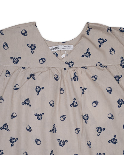 SPARK Branded Kids Printed Puff-Sleeve Fusion Top GF-12