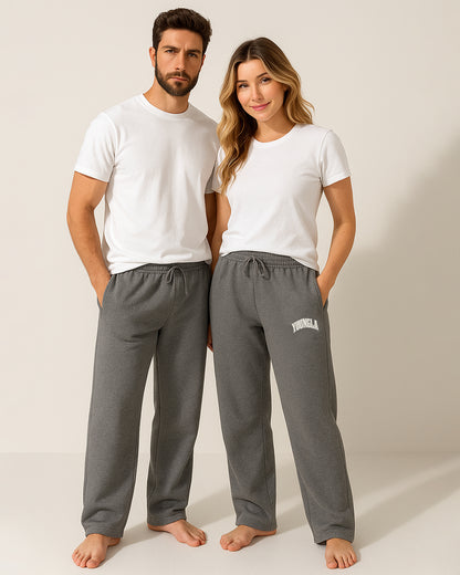 Younglay Winter Branded Unisex Fleece Wide-Leg Trousers – Grey UT-23