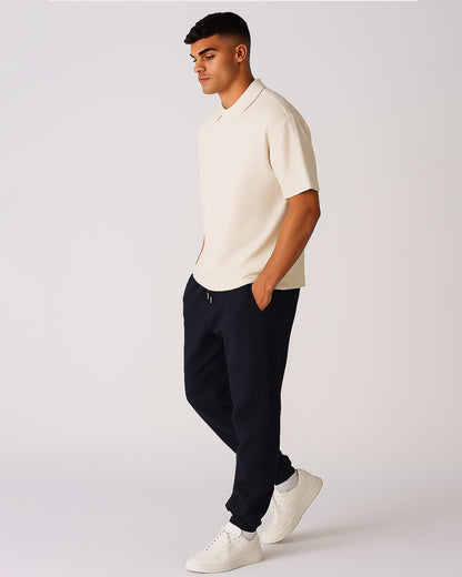 Branded Winter Men's Cream Textured Knit Polo Shirt MPT-70