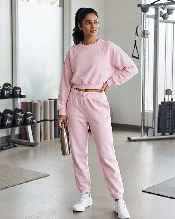 Alos Branded Essential  Fleece Co-Ord Set – Pink (Premium Export)(Trouser & Shirt sold separately)WCS-20