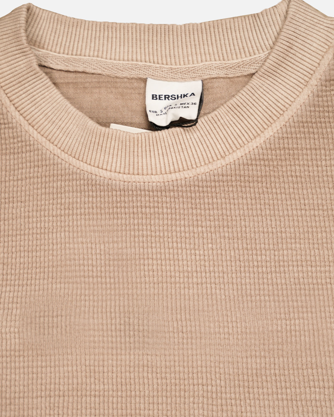 BERSK Men's Beige Textured Knit T-Shirt Drop Sholuder Mt-05