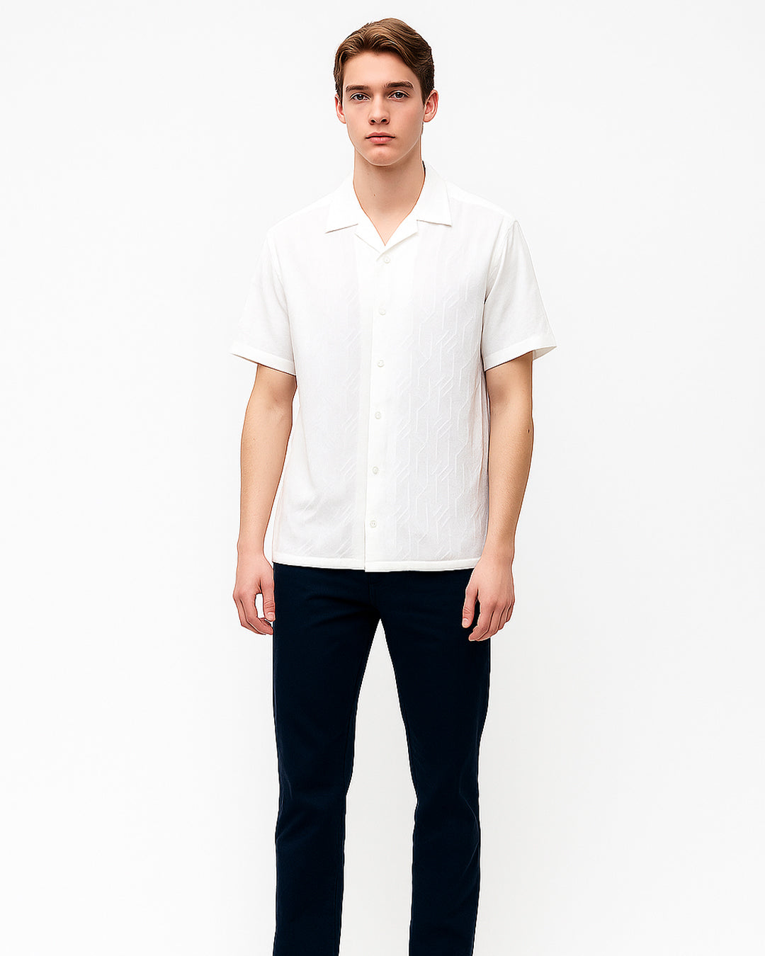 Zelig Branded Casual Textured Shirt White Color MCS-14