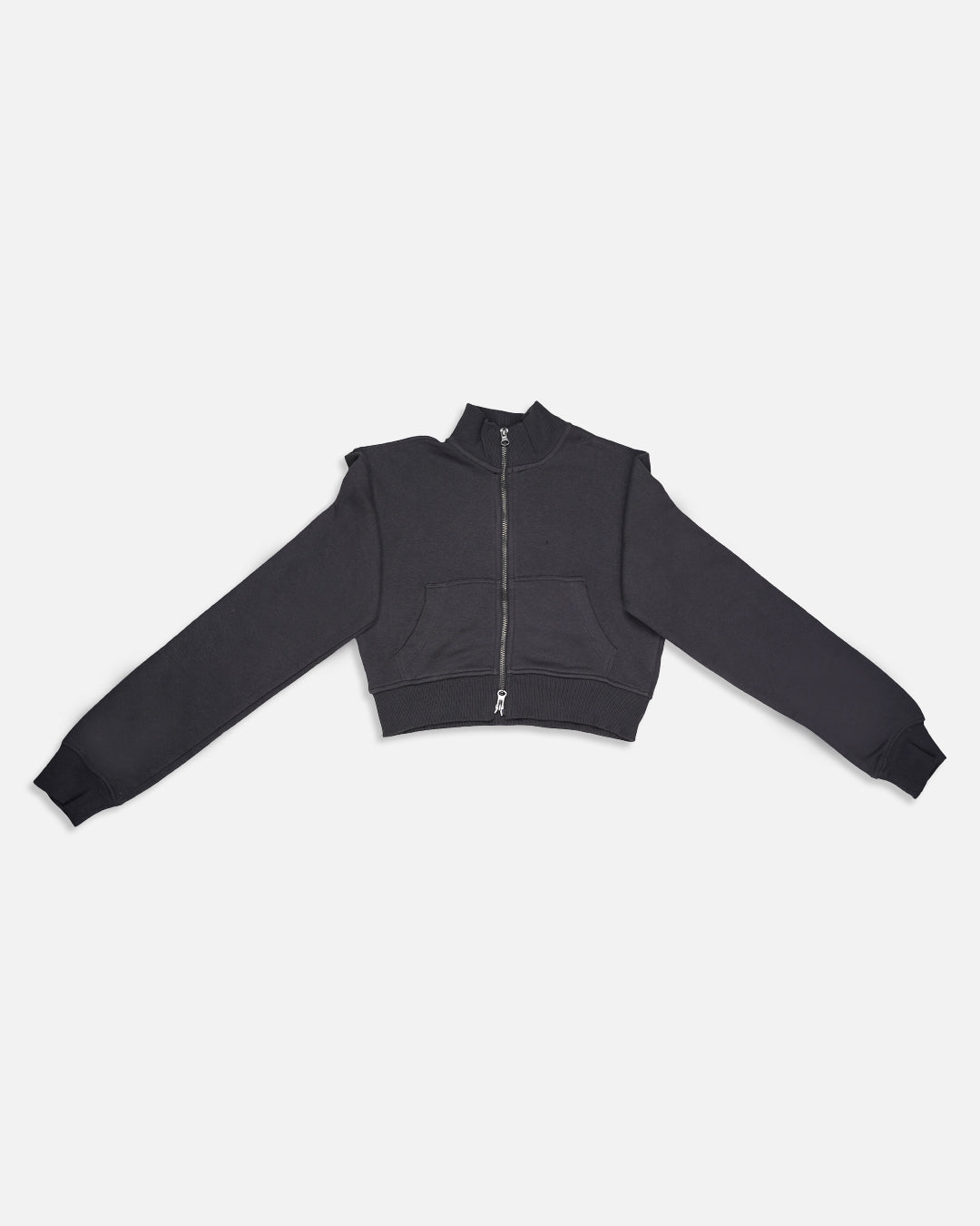 Women’s Charcoal Cropped High-Neck Zip-Up Jacket WJ-08