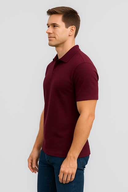 Spark Men's Rib Polo T-shirt Maroon Color MPT-05
