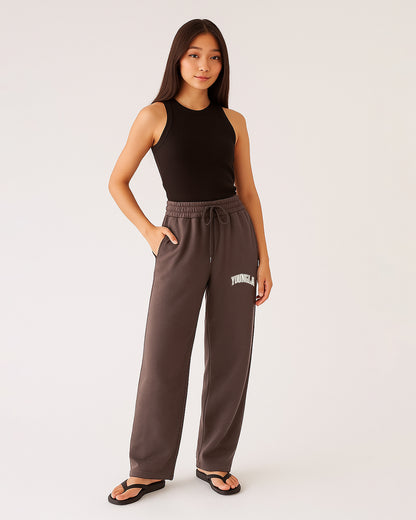 Younglay Winter Branded Unisex Fleece Wide-Leg Trousers – Mocha Brown UT-22