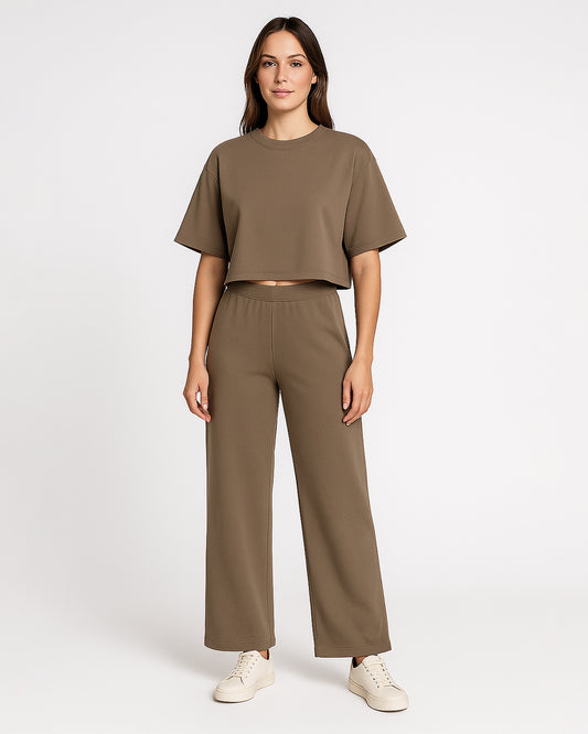 BOOH Branded Women’s Oversized Crop Top – Mocha Brown WTT-13