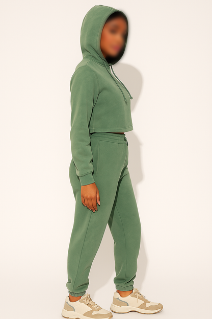 Fashion Nva Women's  Sage Green Colour Crop Hoodie FNWH-01