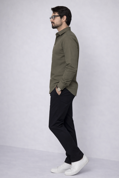 Moos Branded Mens Casual Shirt-Olive Green MCS-41