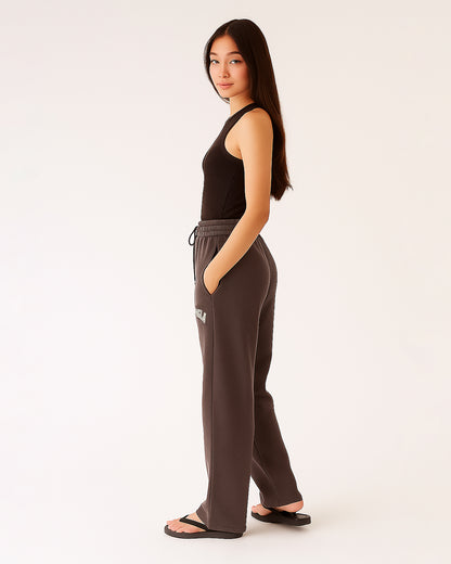 Younglay Winter Branded Unisex Fleece Wide-Leg Trousers – Mocha Brown UT-22