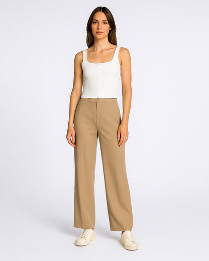 BOOH Women’s White Ribbed Button Tank Top Branded  WTT-11