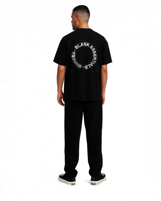 Blanky Branded Black Drop Shoulder Circular Print Tee MT-10
