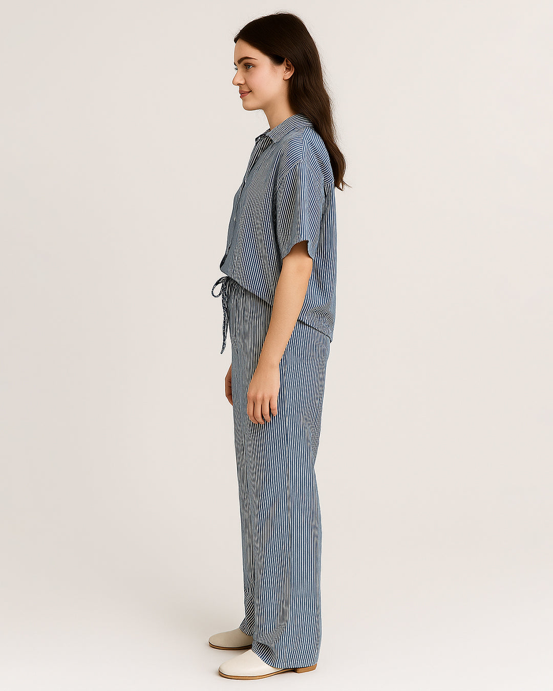 Zelig Branded Navy Blue Striped Co-Ord Set WCS-09