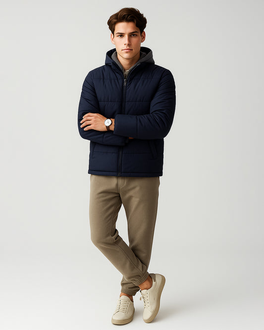 ZELIG Branded Men’s Premium Puffer Jacket – Navy Blue MWJ-07