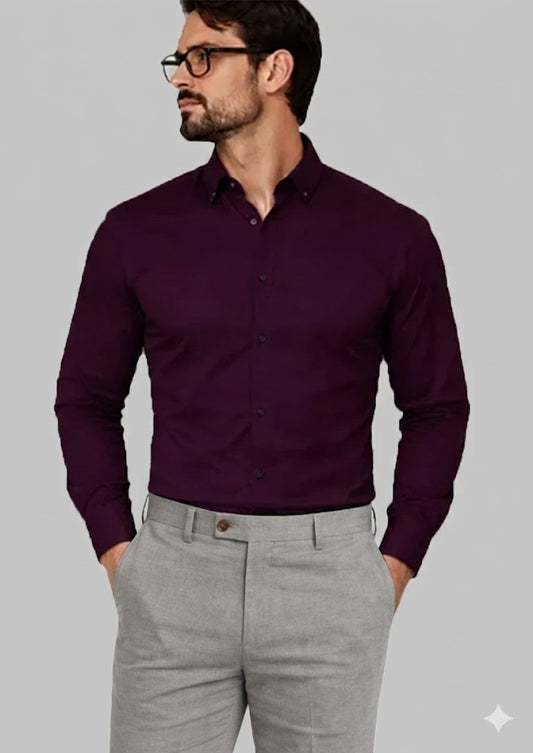 Zelig Branded Mens Formal Shirt-Burgundy MFS-32