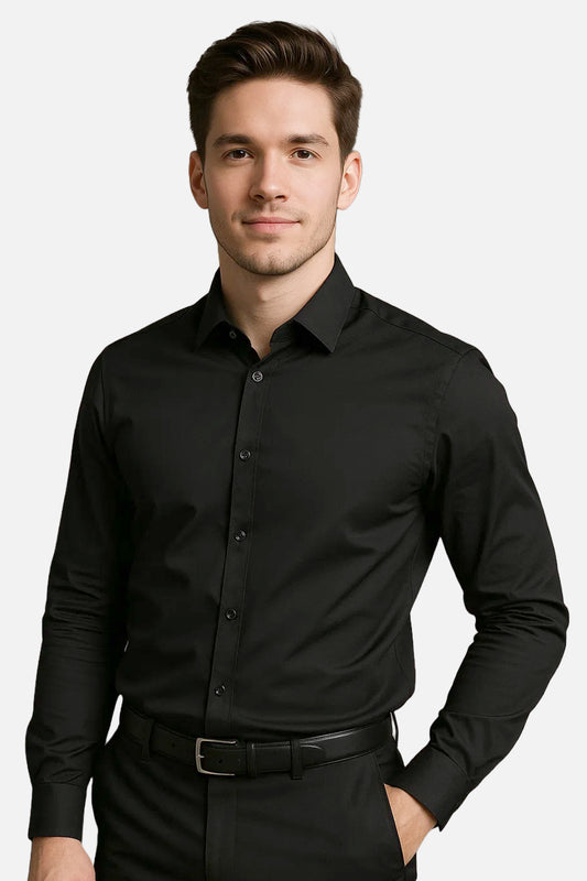 Michael Krs Branded Men's Slim Fit Shirt Black Color MMS-03