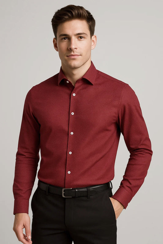 Michael Krs Branded Men's Slim Fit Shirt Maroon Color MMS-01