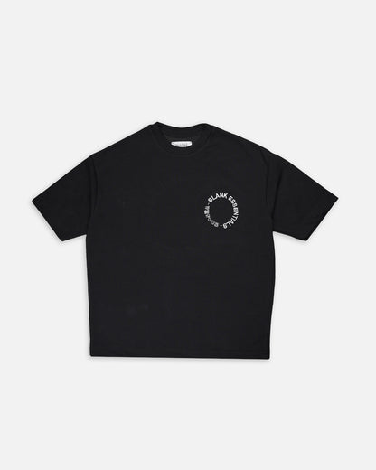 Blanky Branded Black Drop Shoulder Circular Print Tee MT-10