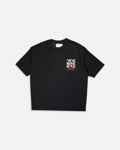 Pas Monaco Branded Men's Black Drop Shoulder “Nine One One Club” Graphic Tee MT-08