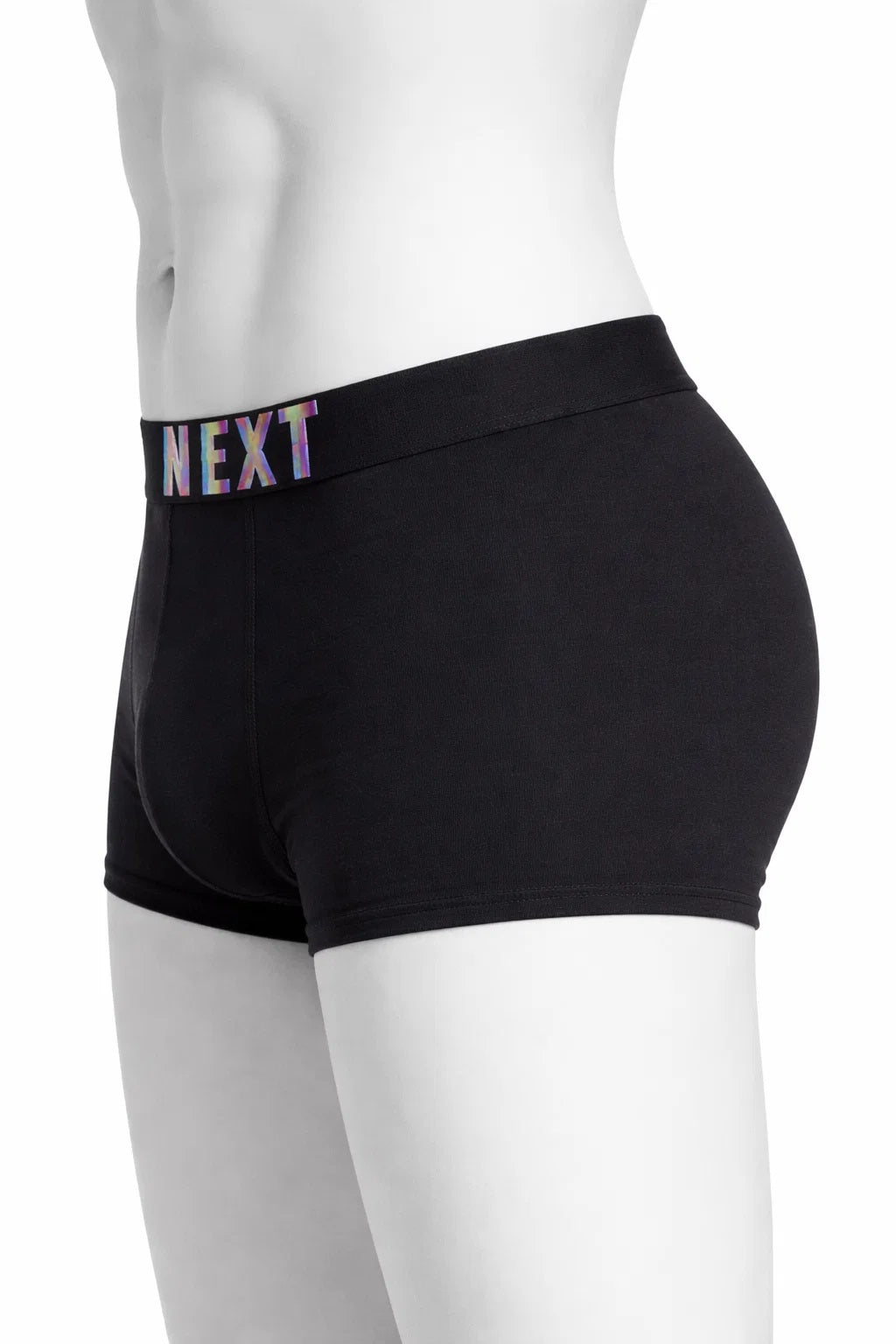 Branded Men’s Boxer Briefs – Black with Multicolor Logo Waistband BR-08