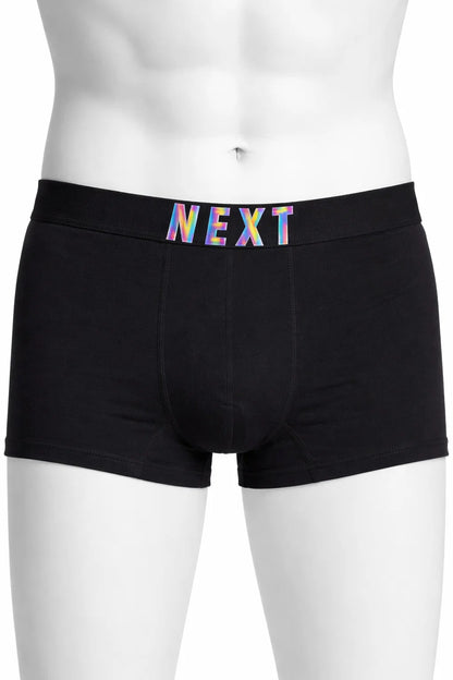 Branded Men’s Boxer Briefs – Black with Multicolor Logo Waistband BR-08