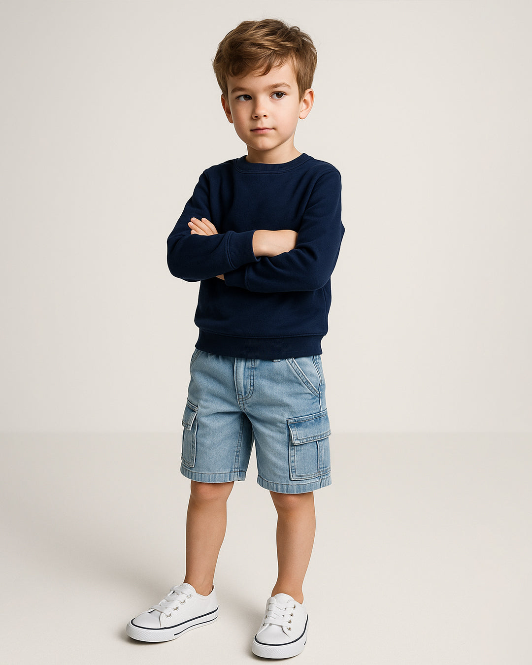 Cat Jack Branded Boy's Light Blue Cargo Denim Shorts BST-18