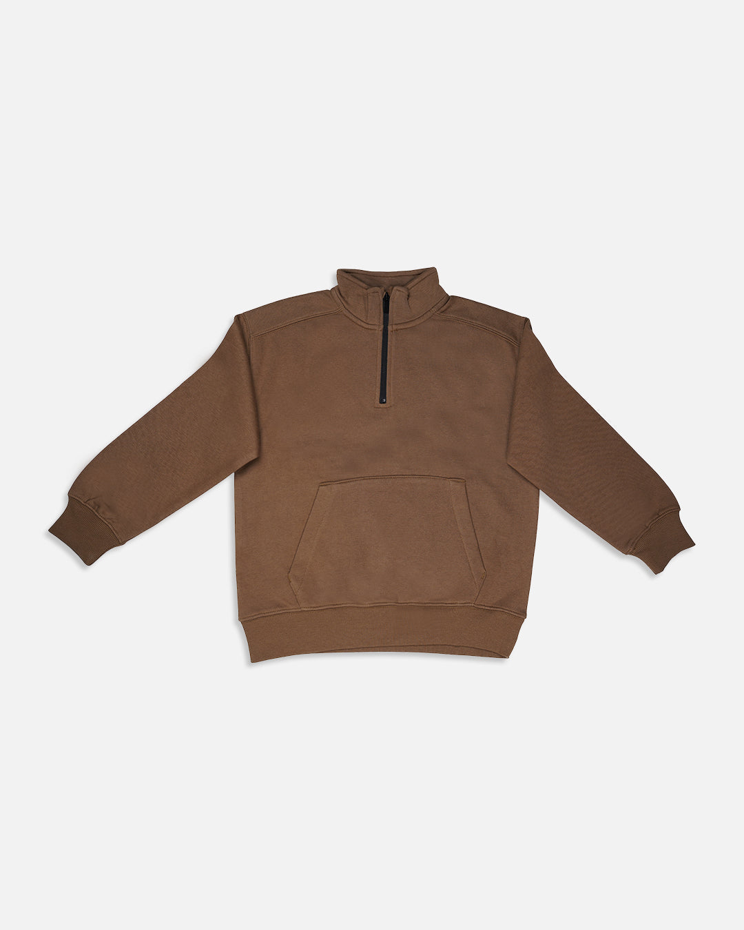 ZARRAA Premium Classic Brown Half-Zip Fleece – Unisex Kids Winter Sweatshirt KSWT-03