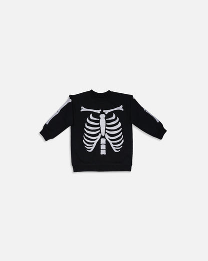 Leftees Branded Unisex Kids Glow Skeleton Sweatshirt – Black KSWT-04