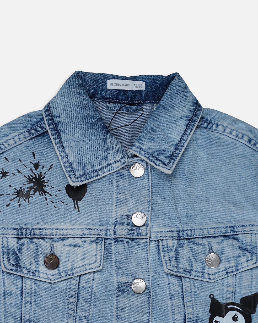 Branded Kids Unisex Printed Light-Wash Denim Jacket – Kuromi Art Edition KUJ-03