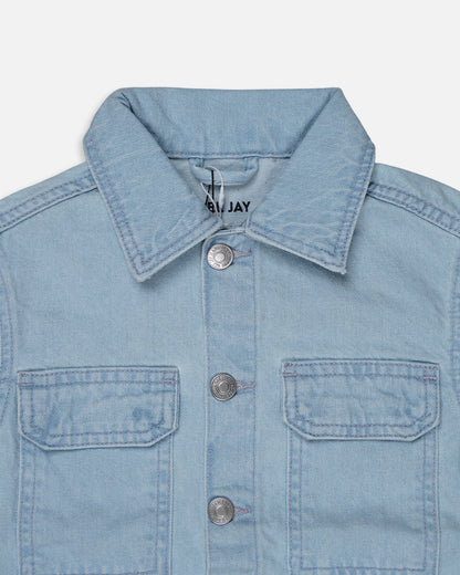 Branded Kids Unisex Light-Wash Classic Denim Jacket – Sky Blue KUJ-04