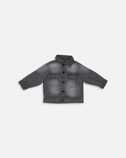 Branded Kids Unisex Washed Black Denim Jacket – Smoke Fade Edition KUJ-05