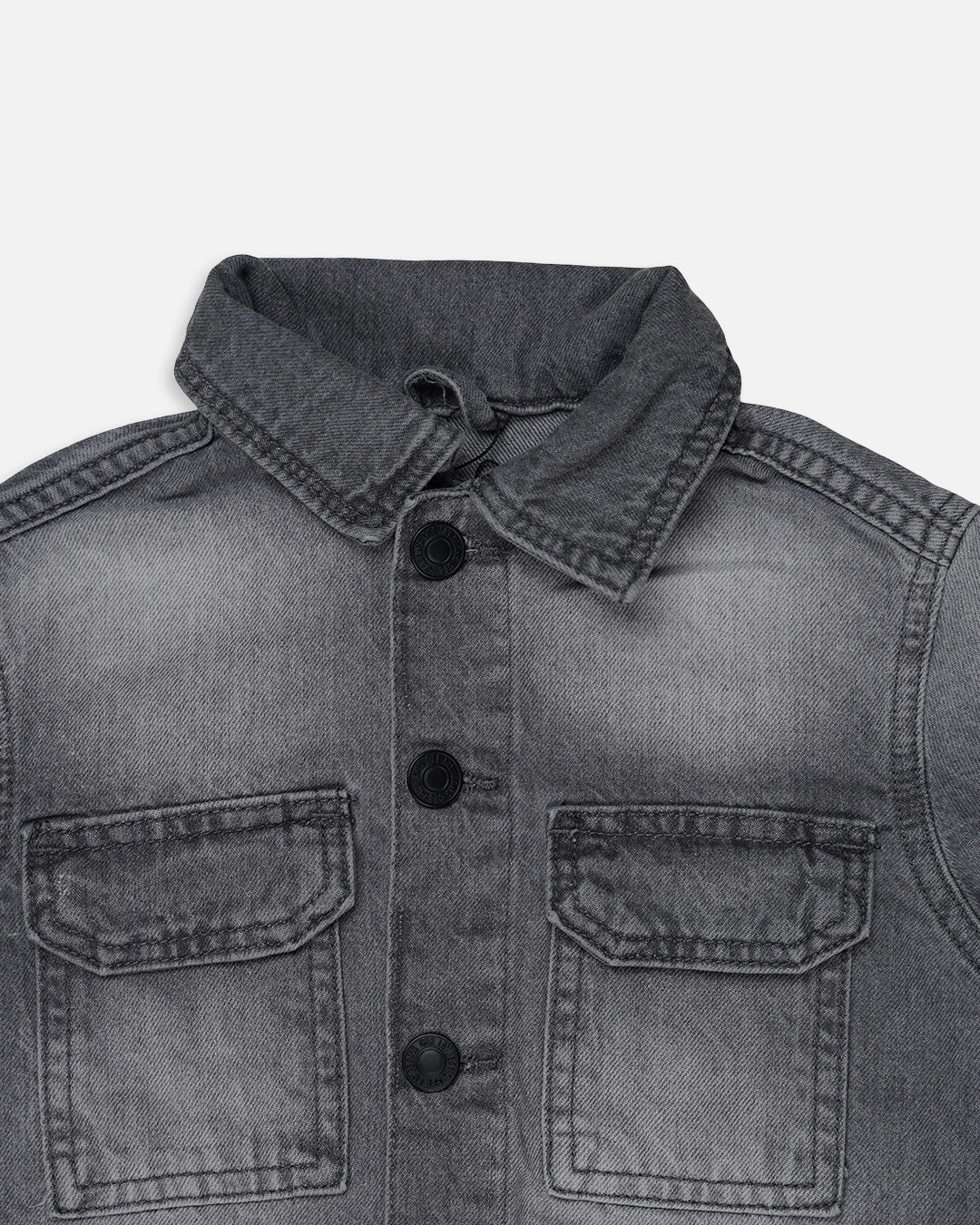 Branded Kids Unisex Washed Black Denim Jacket – Smoke Fade Edition KUJ-05