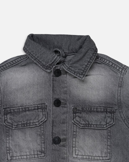 Branded Kids Unisex Washed Black Denim Jacket – Smoke Fade Edition KUJ-05