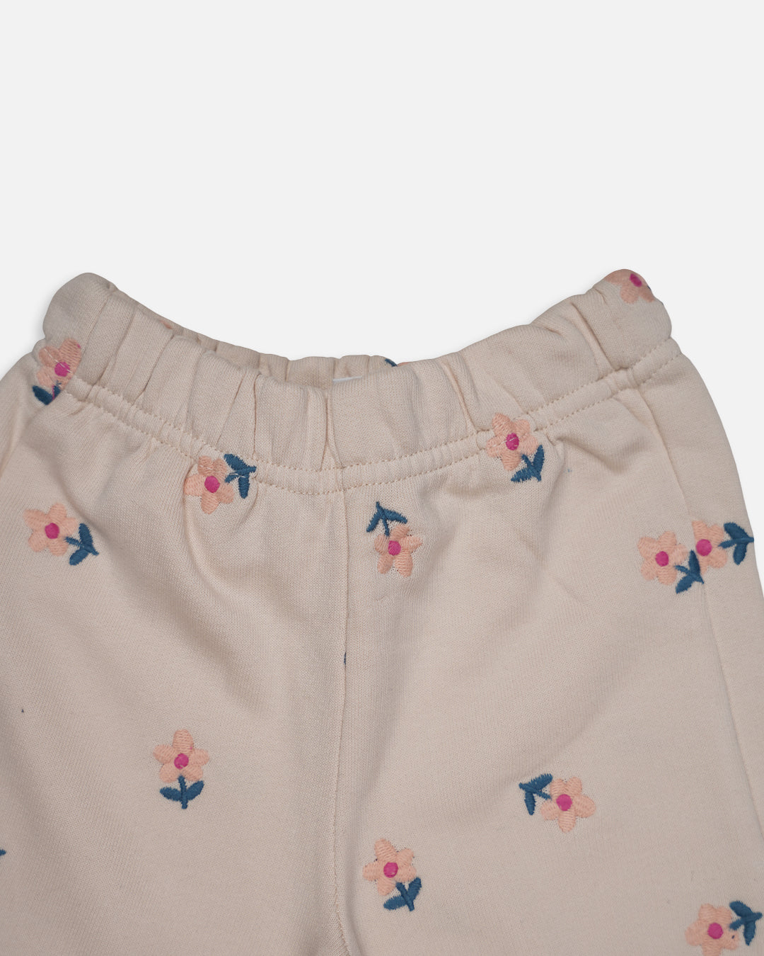 ZARRAA Branded Girl's Soft Cotton Floral Embroidered Jogger Trousers – Beige GT-02