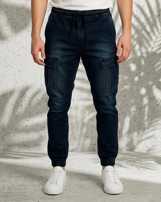 PullNBear Branded Men's Cargo Fit Pant Blue Color CFP-03
