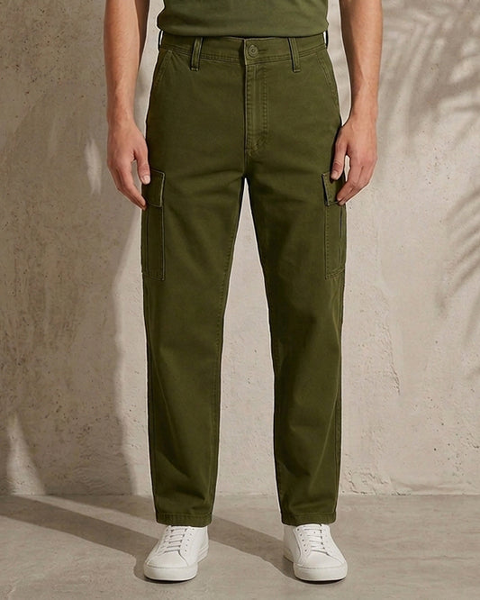 Guss Branded Men's Wide Leg Cargo Green Color CFP-37