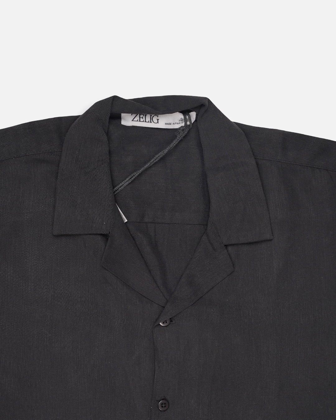 Zelig Branded Men’s Charcoal Grey Cuban Collar Linen Shirt MCS-21