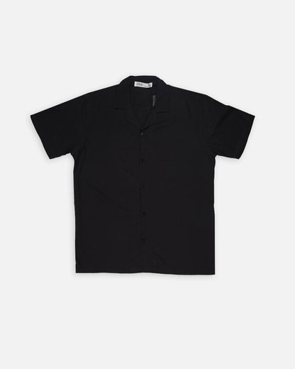 Zelig Branded Men’s Classic Black Cuban Collar Shirt MCS-19
