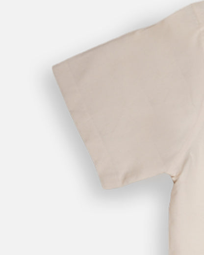 Zelig Branded Men’s Off-White Cuban Collar Linen Shirt MCS-22