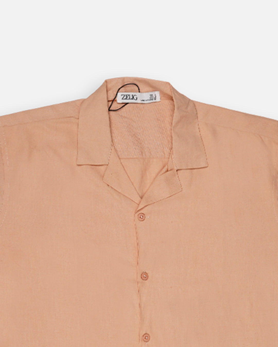 Zelig Branded Men’s Peach Cuban Collar Linen Shirt MCS-20