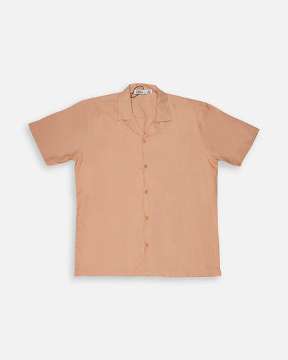 Zelig Branded Men’s Peach Cuban Collar Linen Shirt MCS-20