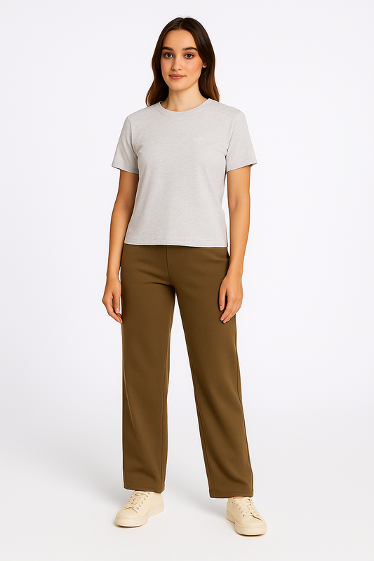 BOOH Branded Women’s Classic Crew Neck T-Shirt – Light Grey WT-05