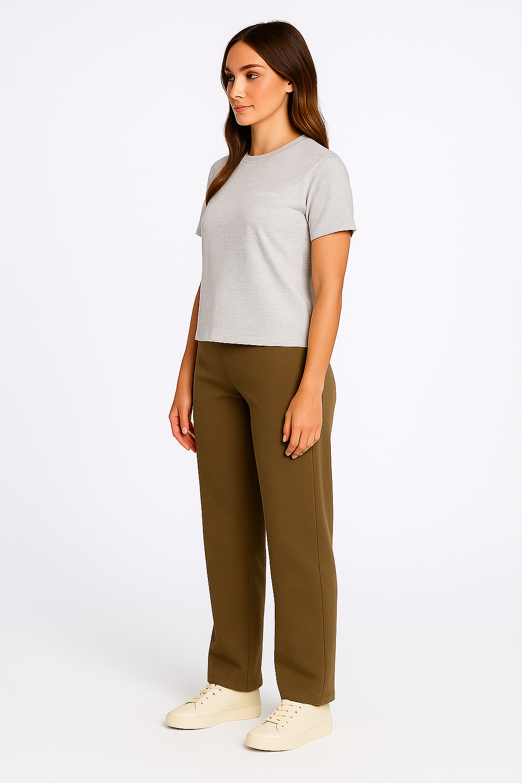 BOOH Branded Women’s Classic Crew Neck T-Shirt – Light Grey WT-05