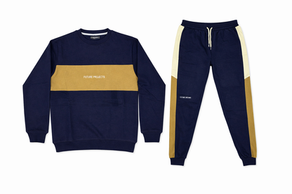 PRIMK Branded Unisex Navy Blue Colorblock Tracksuit Set – Sweatshirt & Joggers UCS-04