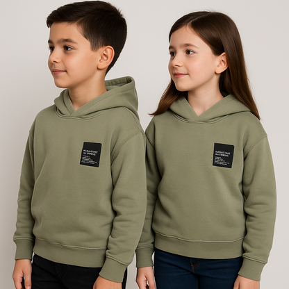ZARRAA Kids Premium Winter Fleece Hoodie – Olive Green Branded KH-07