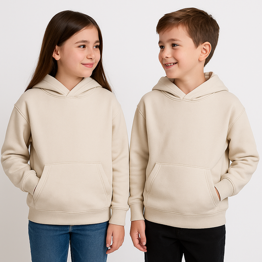 ZARRAA Branded Kids Premium Winter Fleece Hoodie – Cream Beig KH-04