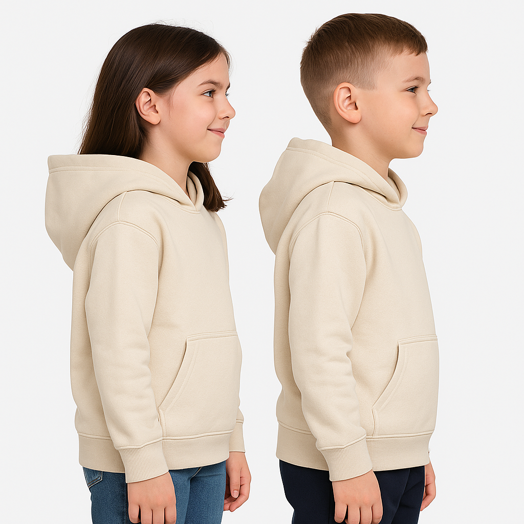 ZARRAA Branded Kids Premium Winter Fleece Hoodie – Cream Beig KH-04